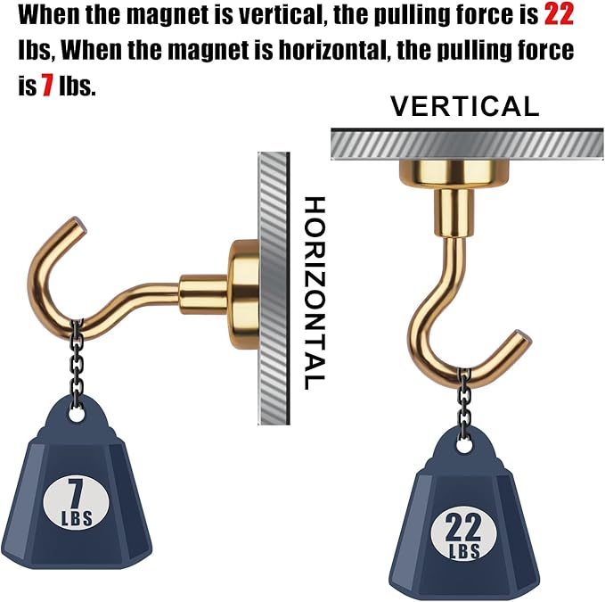 DIYMAG Magnetic Utility Hooks, 30Lbs Heavy Duty Rare Earth Neodymium Magnet Hooks with Nickel Coating for Kitchen, Garage, Cruise, Classroom, Workplace and Office etc, 3 Packs (Yellow)