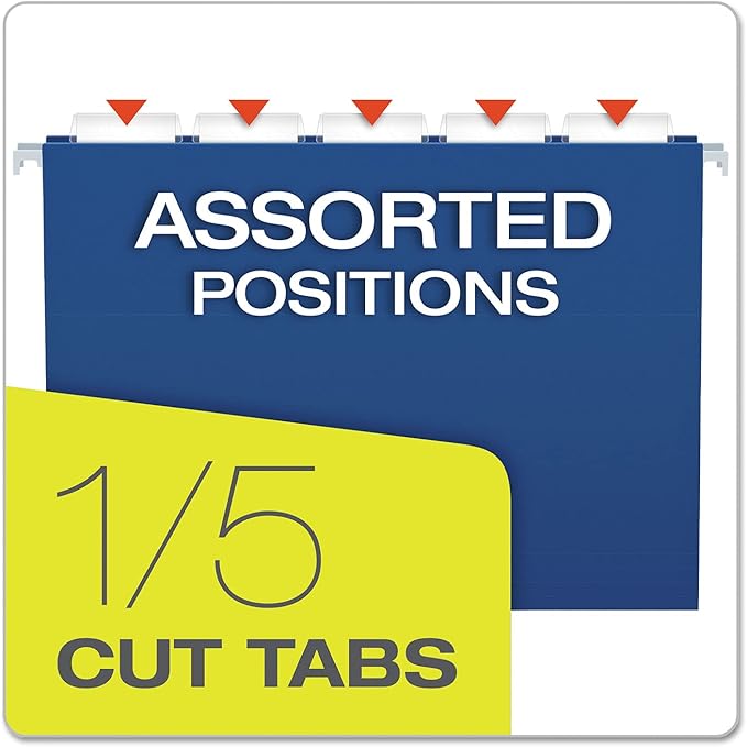 Pendaflex Recycled Hanging Folders, Letter Size, Navy, 1/5 Cut, 25/BX (81615EE)