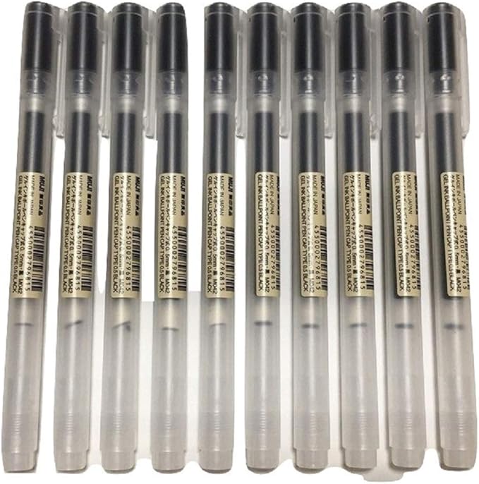 MUJI Gel Ink Ball Point Pen 0.5mm Black color 10pcs