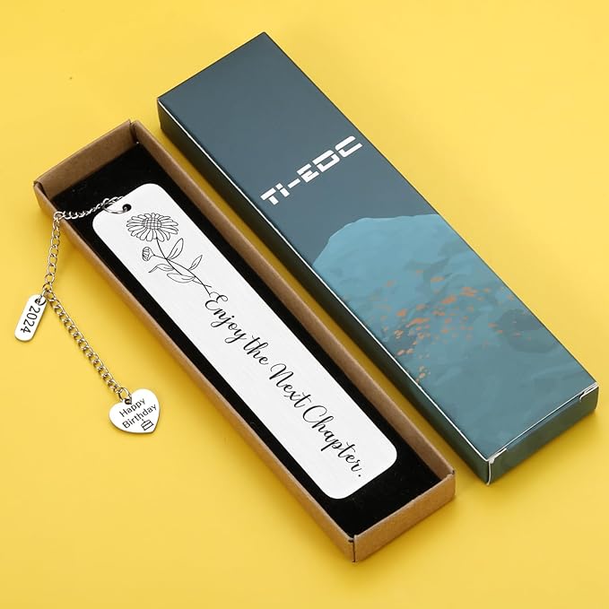 50th Birthday Gifts for Her, 16 21st 30th 40th 50th 60th Birthday Gifts for Her, Birthday Gift Ideas for Friend Bestie Mom Grandma Sister Girls Book Lovers,Birth Flower Bookmark,Sunflower Gifts