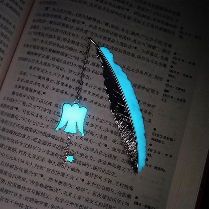Zodiac Feather Bookmark Gifts for Women Men, Cool Metal Bookmark Glow in The Dark Virgo Bookmark, Luminous Star Sign Constellation Horoscope Bookmark Gifts