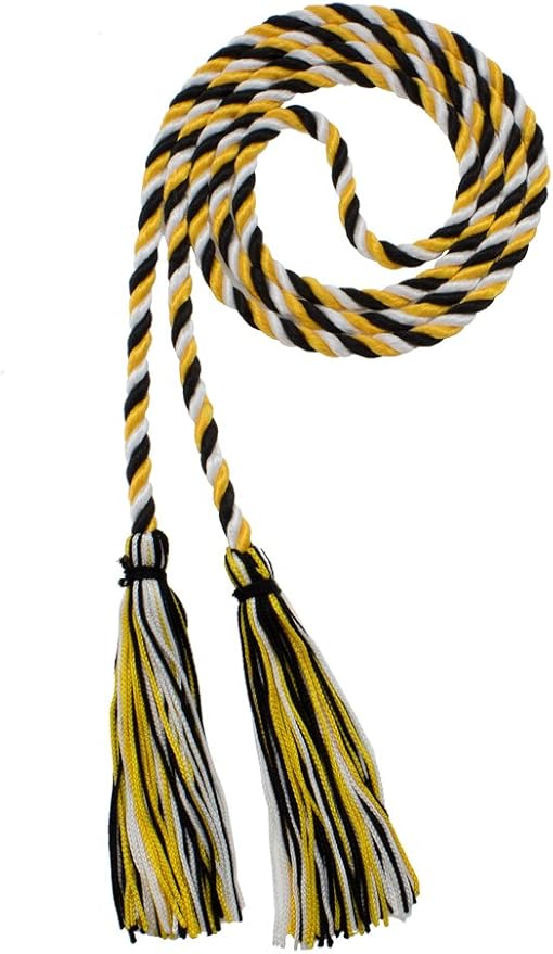 Tassel Depot Graduation Honor Cord - Black/Gold/White - Every School Color Available - Made in USA
