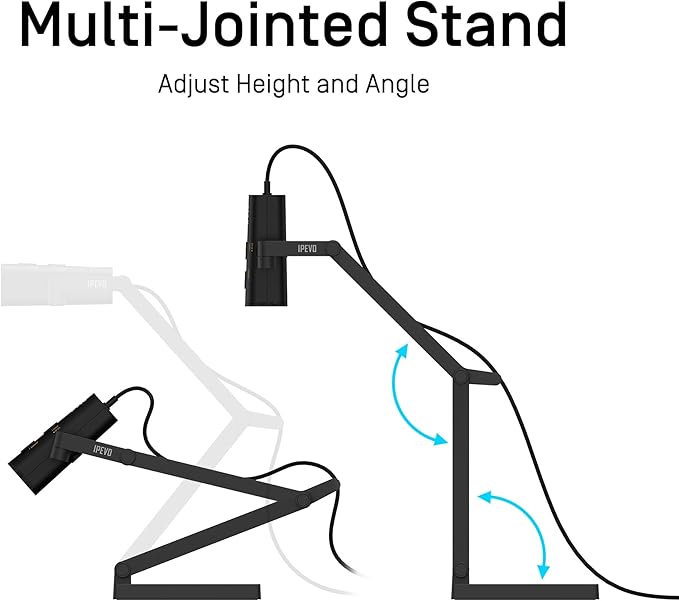IPEVO Camera Stand with Magnetic Design for P2V Ultra and MP-8M Cameras Doubles as a Document Camera with The Multi-Jointed Stand, for presentations, Online Teaching, Recording, and Remote Monitoring