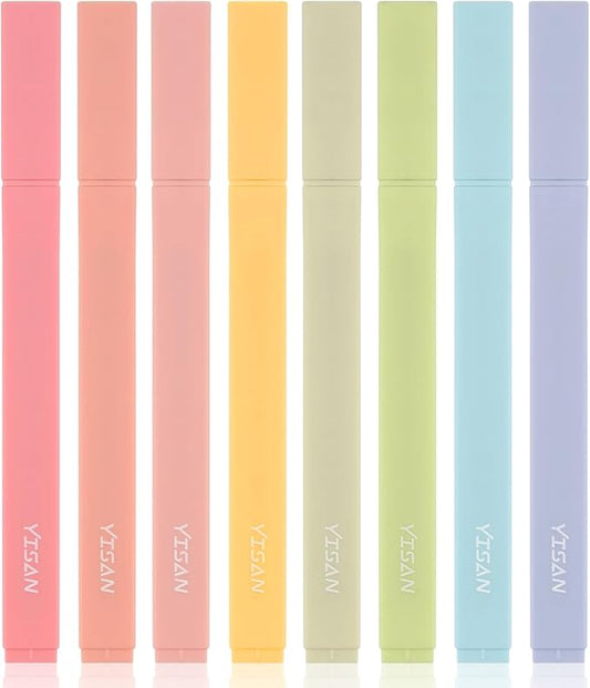 YISAN Highlighters Pastel No Bleed,Assorted Colors Bible Pens,Aesthetic,Soft Tip for Book,Journal,70948