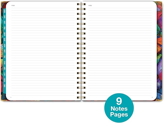 HARDCOVER 2025 Planner, 8.5"x11": 14 Months (November 2024 - December 2025), Daily Weekly Monthly Planner, Yearly Agenda, Bookmark, Pocket Folder and Sticky Note Set (Colorful Butterflies)