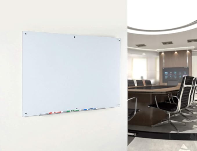 Audio-Visual Direct Magnetic Ultra White Glass Dry-Erase Board Set - 6' x 3' - Includes Magnets, Hardware & Marker Tray