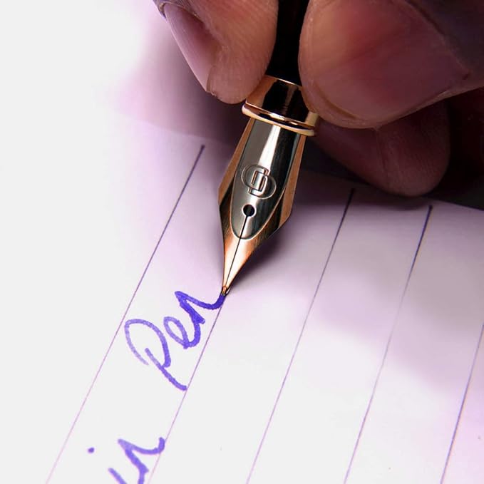 Dryden Designs Fountain Pen Medium Nib Gift Pouch - with 24 Ink Cartridges - MCM (Deep Blue)