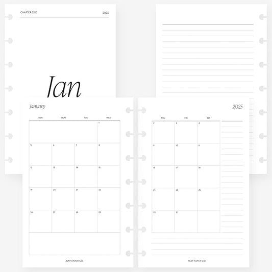 Mini Happy Planner 2025 Month on Two Pages Monthly Planner Insert Agenda Refill for 7-Discs Notebook 4.6 x 7 (Monthly with Notes (Sunday start) (Separable Months))