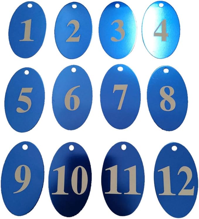 StayMax Aluminum Alloy Oval Number Tag Key Tag with Key Rings