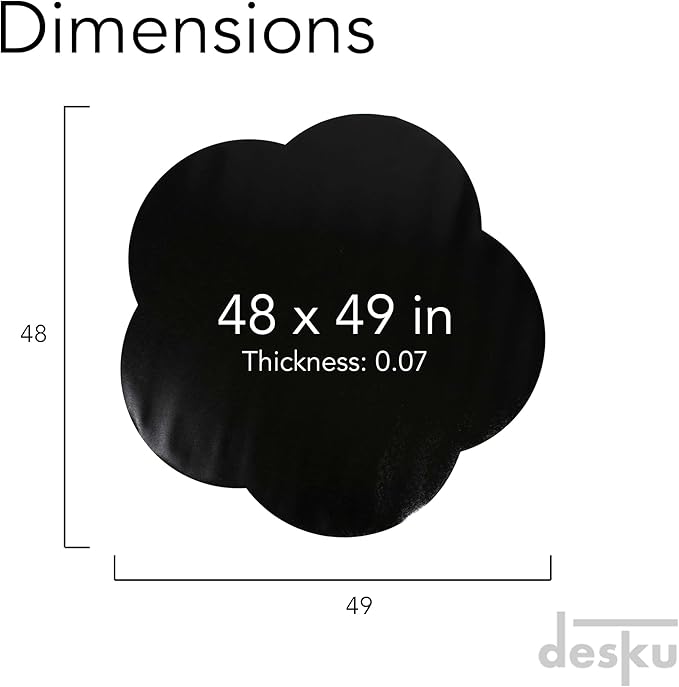DESKU Flower Power Desk Chair Mat – Heavy-Duty PVC Mats for Hard Floor Protection, Black, 48 x 49 Inches, Made in The USA