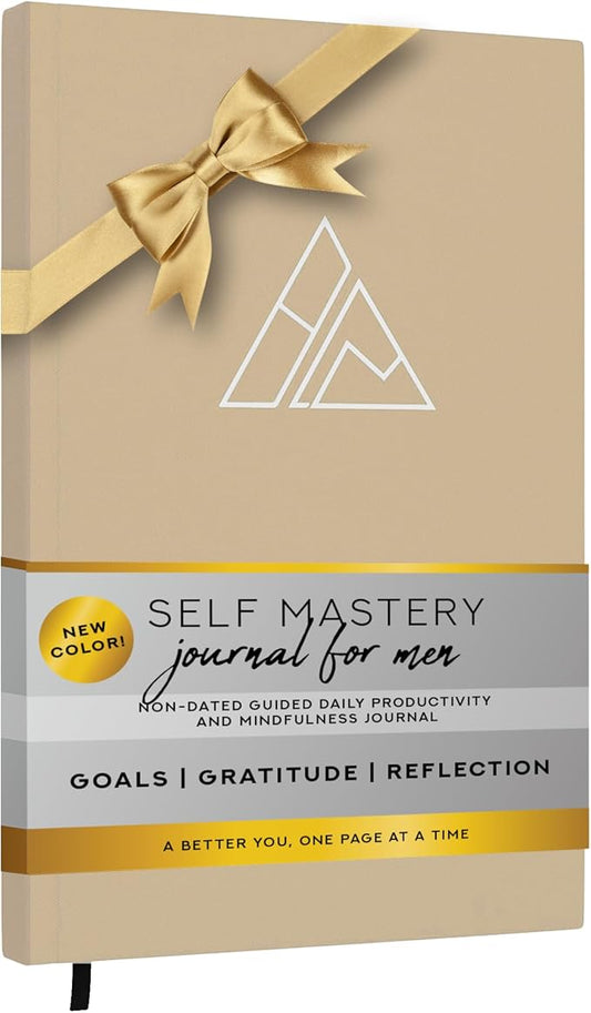 Self-Mastery Journal for Men - Gratitude Journal – 5 Minute Journal - Reflection Manifestation Journal for Mindfulness – Goal/Guided Gratitude Journal for Women & Men (Khaki, Self Care Journal)
