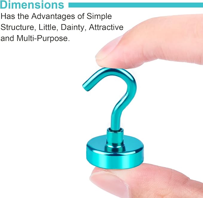 DIYMAG Magnetic Utility Hooks, 30Lbs Heavy Duty Magnet Hooks with Nickel Coating for Kitchen, Garage, Cruise, Classroom, Workplace and Office etc, 3 Packs (Green)