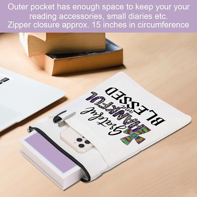 Inspirational Western Faith Christian Gifts Book Sleeve Book Cover Religious Cowgirl Accessories for Women Best Friend Graduation Christmas Birthday Book Lovers Gifts Book Protector with Zipper