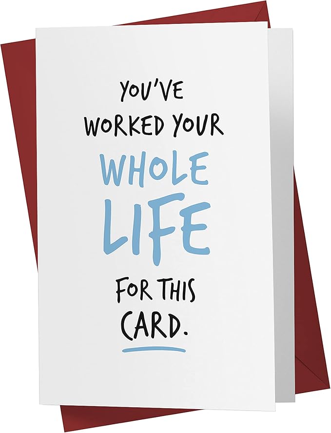 Karto Funny Retirement Card for Men Women - Large 5.5x8.5 inch Friend Coworker Retirement Cards - You've Worked