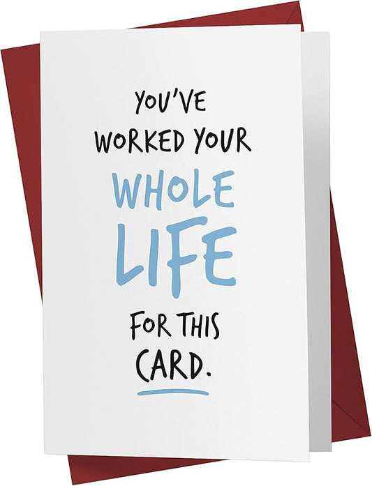 Karto Funny Retirement Card for Men Women - Large 5.5x8.5 inch Friend Coworker Retirement Cards - You've Worked