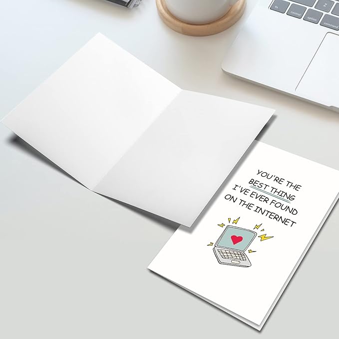 Ogeby Funny Anniversary Card for Boyfriend Girlfriend, Internet Dating Valentines Day Card Gift, Best Thing I've Ever Found on The Internet