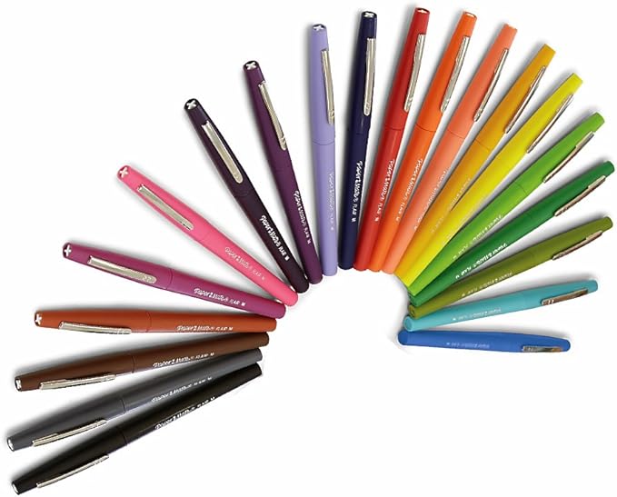 Paper Mate Flair Felt Tip Pens, Medium Point with Women’s Closet Adult Colouring Book - Assorted Colours, Count of 20