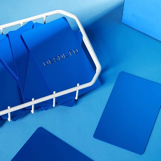 Thick Blue Aluminum Metal Business Cards Anodized Aluminum 86 X 54 X 0.8mm 15 pcs Include Protector Sleeves(Frosted)