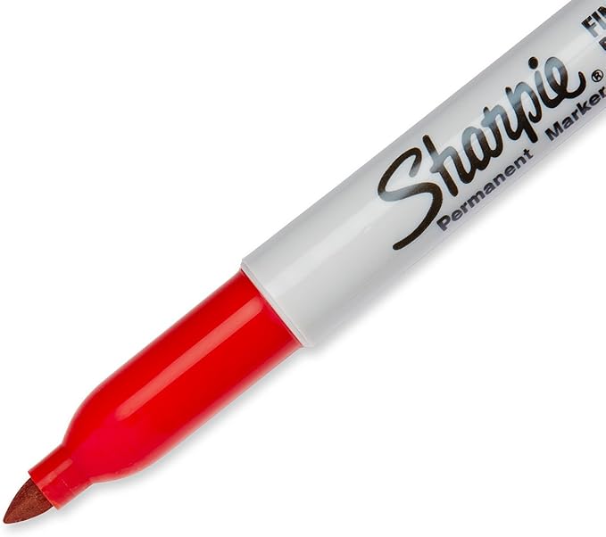 Sharpie Permanent Markers, Fine Tip, Black & Red, 2 Pack