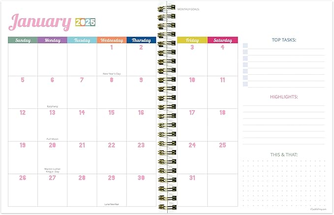 TF PUBLISHING 2025 Happy Hibiscus Medium Weekly Monthly Planner Case of 32 - Goals & Task Trackers - Planner Monthly and Weekly with Organizer Stickers - 12 Month Calendar Planner - 6.5" x 8"