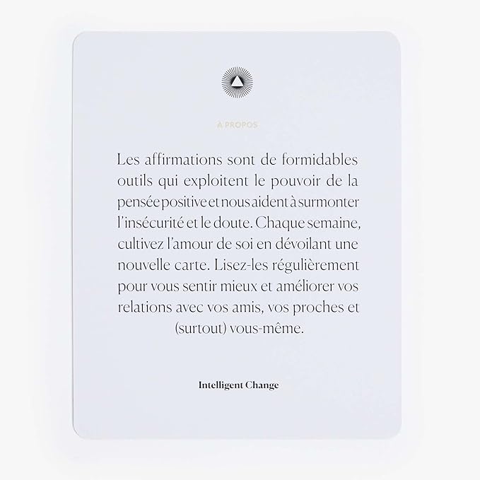 Intelligent Change French Mindful Affirmation Cards, Daily Words of Encouragement Cards, Self Affirmation Inspirational Gifts, Self Care Box of Positive Affirmations, Display Stand, Deck of 52