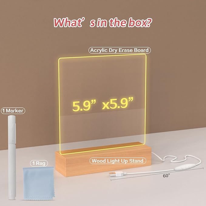Gifts for Women Men Girls-Personalized DIY Night Light Message Board with Erasable Pen,Room/Home/Office Décor,Best Gift for Mother's Day/Father'sday/Birthday/Wedding/Anniversary