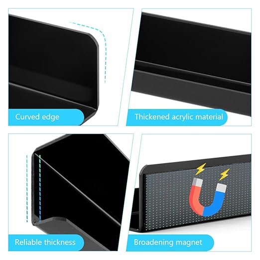 Magnetic Book Shelf for Whiteboard, Magnetic Book Holder File Rack with a Pen Container and Two Hook Acrylic Book Shelves Metal Floating Book Display Shelf for Teacher Kids Room Office(Black)