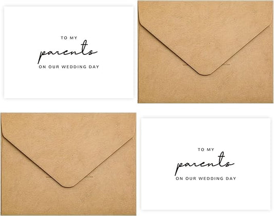 Set of 2 Wedding Day Card for Parents, Parents Of The Bride/Groom Gifts, To My Parents On Our Wedding Day.（Parents B）
