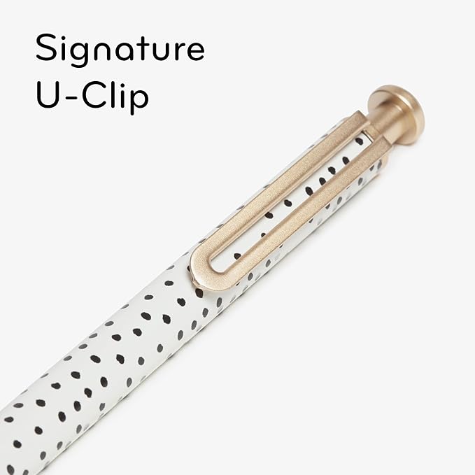 U Brands Monterey Ballpoint Pens, Set of 2, Stripes And Dots With Gold Details, Bold (1.0 mm) Point, Black Ink