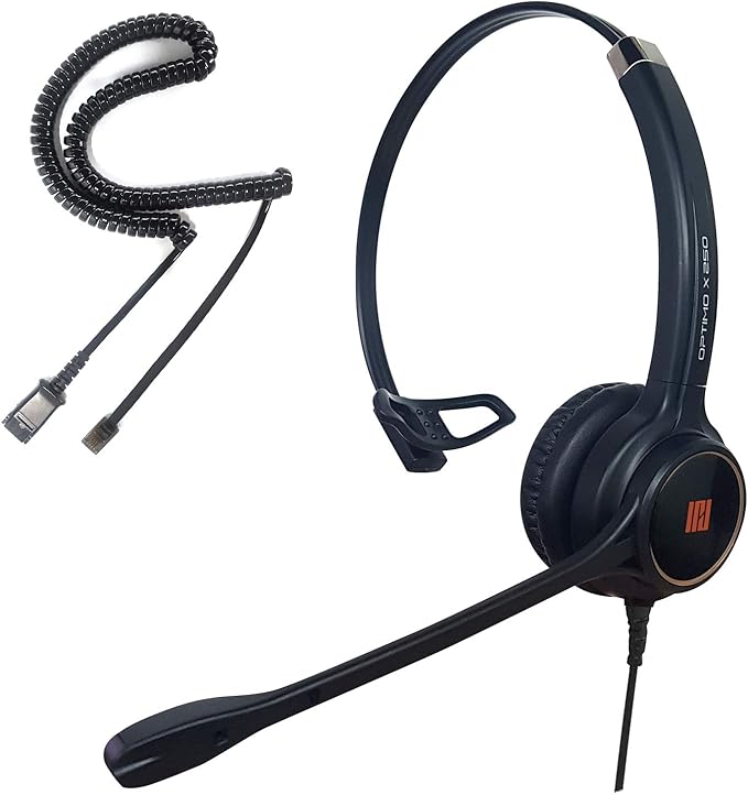 IPD IPH-250 Phone Headset with Noise Cancelling Microhone for Office and Call Center- Comapatible with Polycom VVX, Aastra,Avaya Digital, Nortel,Samsung,Mitel landline Phones.