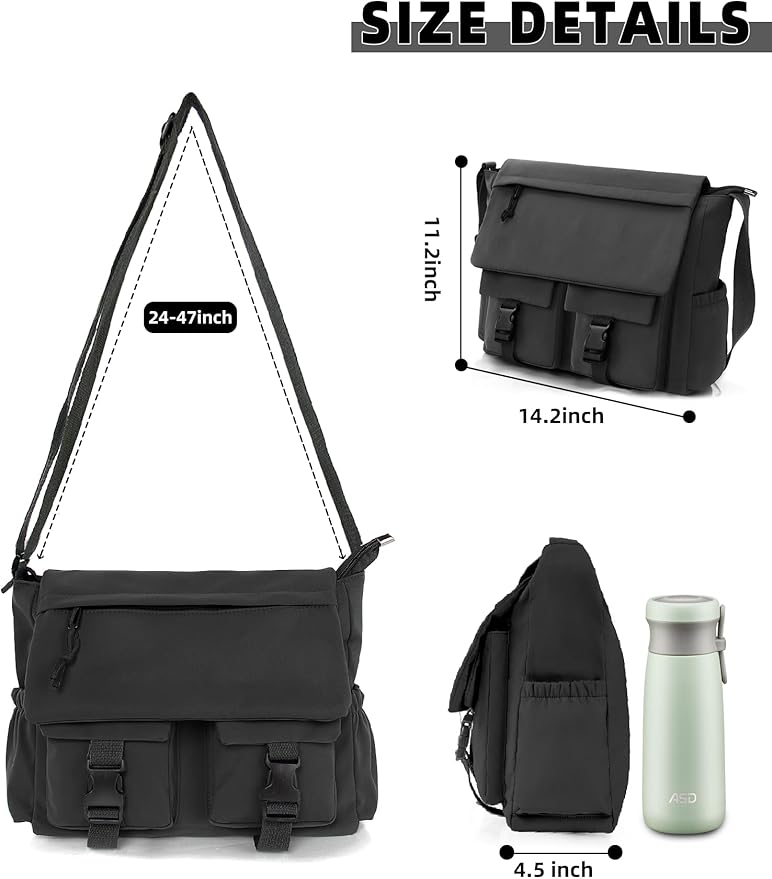 Lovvento Shoulder Messenger Bag for Men - Women Laptop Bag 15.6 inch Satchel Bags Mens Canvas Crossbody Tote Bags