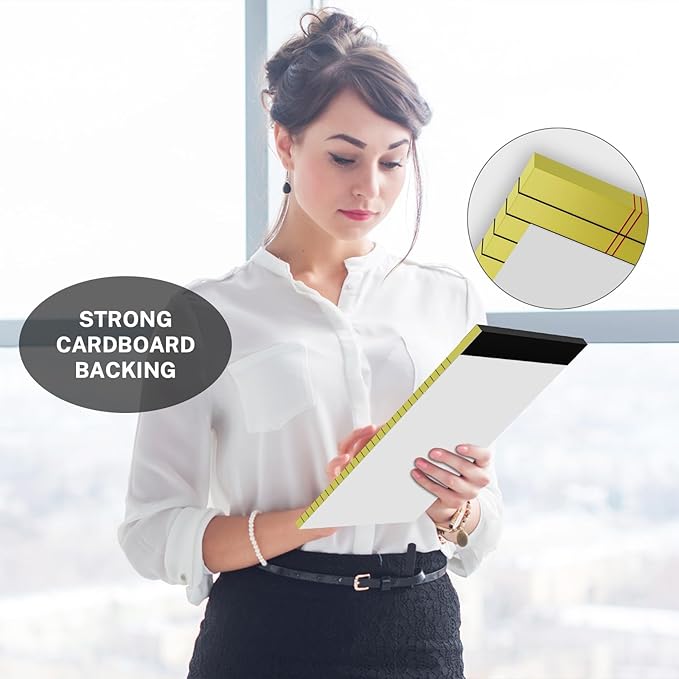 Thick Yellow Legal Pads 8.5 x 11 Wide Ruled Note Pads Yellow Notepad 50 Sheets per Pads, Perforated Paper Study Back Writing Pads 8-1/2" x 11-3/4" Lined Paper for Home, Office, School, Pack of 3