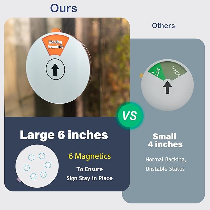 Out Of Office Sign for Door, 6 Options Status Private Sign, In a Meeting, Do Not Disturb, Working Remotely, In Out Sign Available and Away