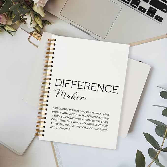 Difference Maker Gift, Difference Maker Definition Spiral Notebook Journal, Motivational Notebooks, Thank You Gifts for Women Men Teacher Coworkers, Hardcover Spiral Notebook 5.5x8.3(White)