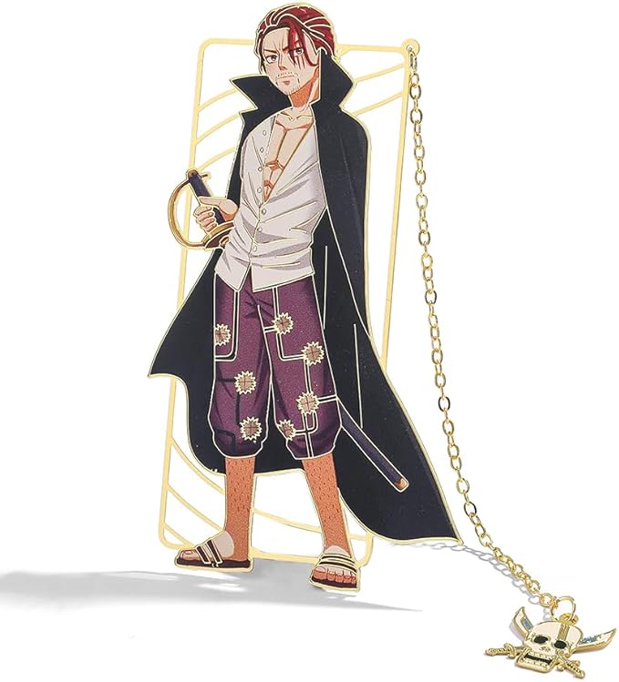 One Pieces Anime Luffy Shanks Uta Book Mark - Brass Metal Bookmark, Stationery School Supplies, Gift for Book Lover, Friends, Anime Fans Collection (Shanks)