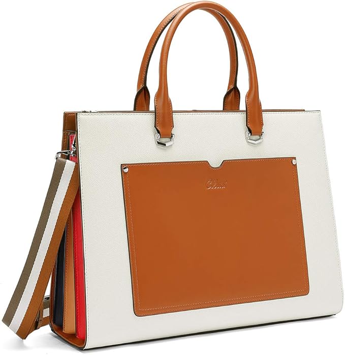 CLUCI Briefcase for Women Vegan Leather 15.6 Inch Laptop Bag Large Pocket Business Ladies Shoulder Bag