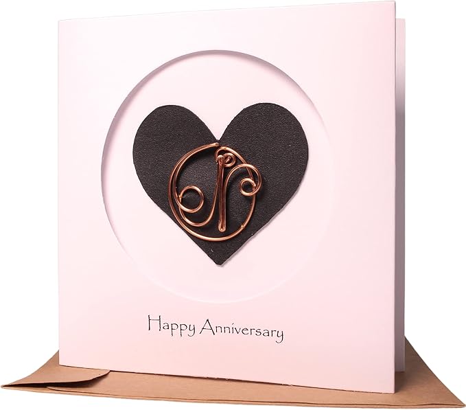 Personalised Initial Birthday Card, Copper Initial, Happy Birthday, Birthday Card, Card for Her, Gift for Her (N)
