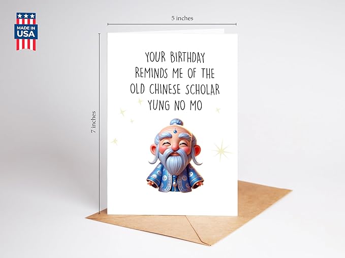 Yung No Mo Greeting Card - Funny Happy Birthday Cards for Women Men Him Her - Funny Birthday Gift Idea for for Sister Brother Mom Dad - Bday Gifts for Bestie Husband Wife Boyfriend Girlfriend