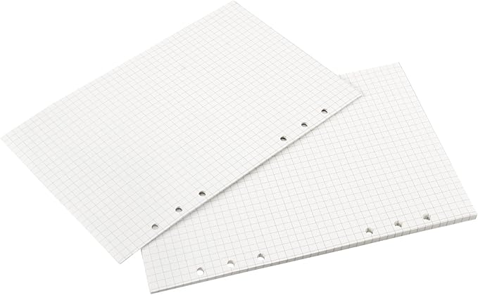 JAPCHET 800 Sheets A5 Grid Refill Paper, A5 Refill Paper Squared Planner Insert 6 Hole Punched for 5.8 x 8.25 Inch Notebook, 800 Sheets/ 1600 Pages