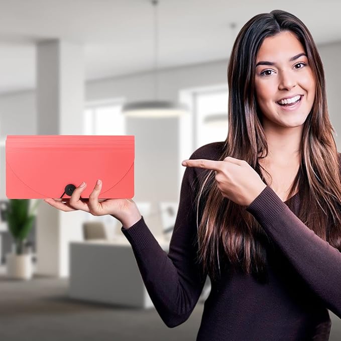 2 Pack 13 Pockets A6 Mini Coupon Organizer Wallet, Expandable Accordion File Organizer for Storage Receipt Cards Coupons Tickets - Pink