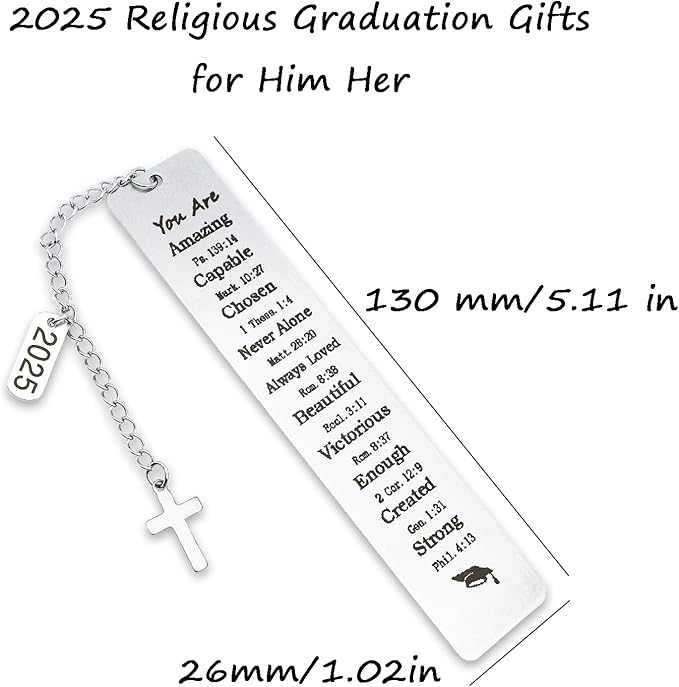 Graduation Gifts for Him Her 2025 Graduation Bookmark Gifts Class of 2025 Christian Graduation Gifts for Women Men Girls Senior 2025 High School College Graduation Gifts for Her Bible Book Marker