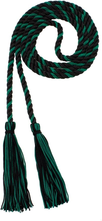 Tassel Depot Graduation Honor Cord - Black/DKGREEN - Every School Color Available - Made in USA