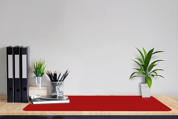 ‎Boutilon Leather Desk Pad 30" x14",Non-Slip Mouse Pad,Office Desk Mat,Waterprooft PU Leather Desk Blotter,Desk Pad Protector,Desk Writing Pad for Home Office Decor (M-Red)