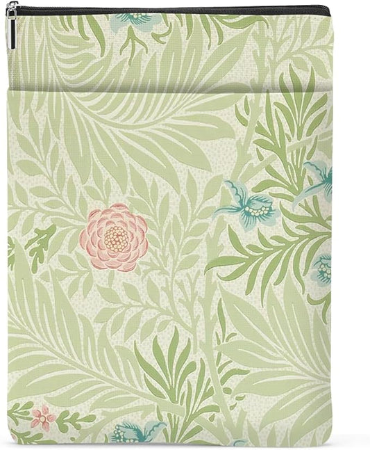 Retro Floral Book Sleeve Book Cover Classic Flower Book Protector with Zipper Christmas Birthday Book Club Gifts Book Accessories for Women Bestie Aunt Librarian Girls Bookish Book Lovers Gifts