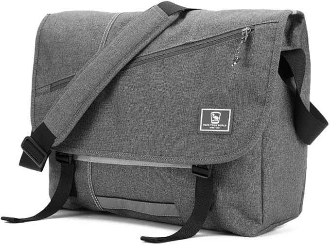 OIWAS Messenger Bag for Men/Women Travel Satchel Bag Canvas Crossbody Bag Small 14 Inch Laptop Shoulder Bags Work Computer Briefcase Grey