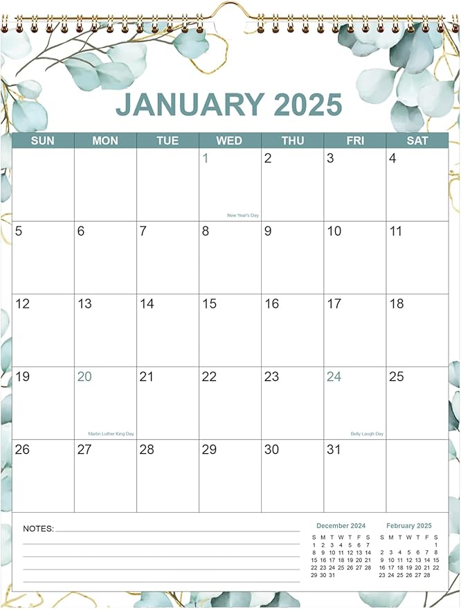 2025 Calendar - Calendar 2025-2026 from January 2025 - June 2026, 18 Months Calendar with Thick Paper, 12" x 14.5", Vertical Calendar, Leaf