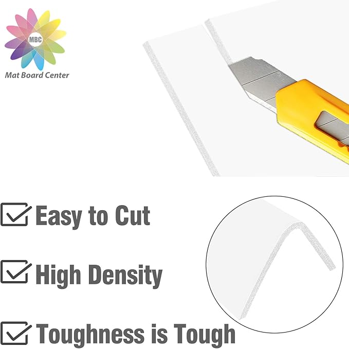 Mat Board Center, Pack of 10 Acid-Free Foam Boards, 11x14 inch White Foam Boards, 1/8" Thick