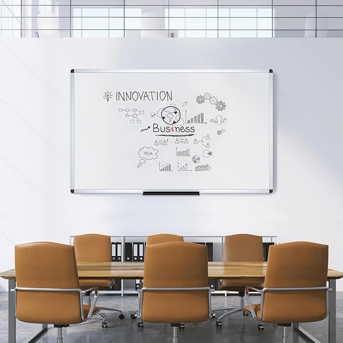 VIZ-PRO Dry Erase Board/Whiteboard, Non-Magnetic, Pack of 2, 8' x 4', Wall Mounted Board for School Office and Home