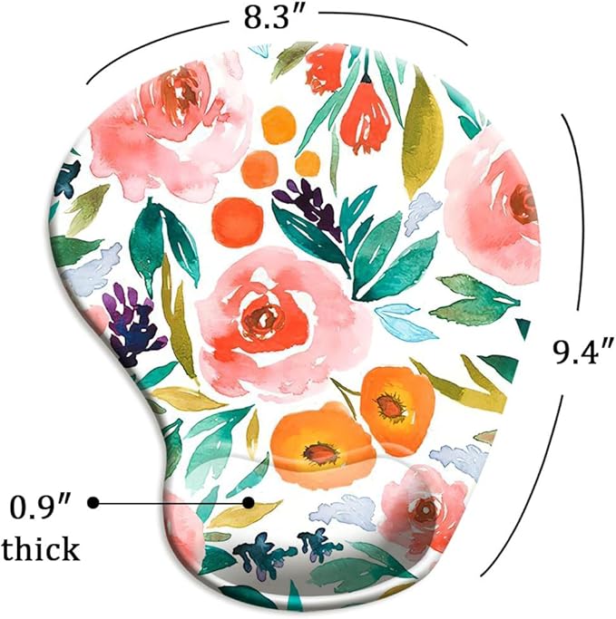 DOOKE Ergonomic Mouse Pad with Wrist Support and Coaster,Mouse Pads with Non-Slip PU Base for Home Office Working Studying Easy Typing & Pain Relief Pretty Floral