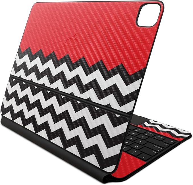 Carbon Fiber Skin Compatible with Apple Magic Keyboard for iPad Air 13-inch (M2) 2024 - Red Chevron - Premium 3M Vinyl Protective Wrap Decal Cover - Easy to Apply | Crafted in The USA by MightySkins